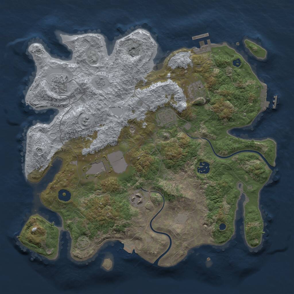 Rust Map: Procedural Map, Size: 3500, Seed: 591410484, 12 Monuments