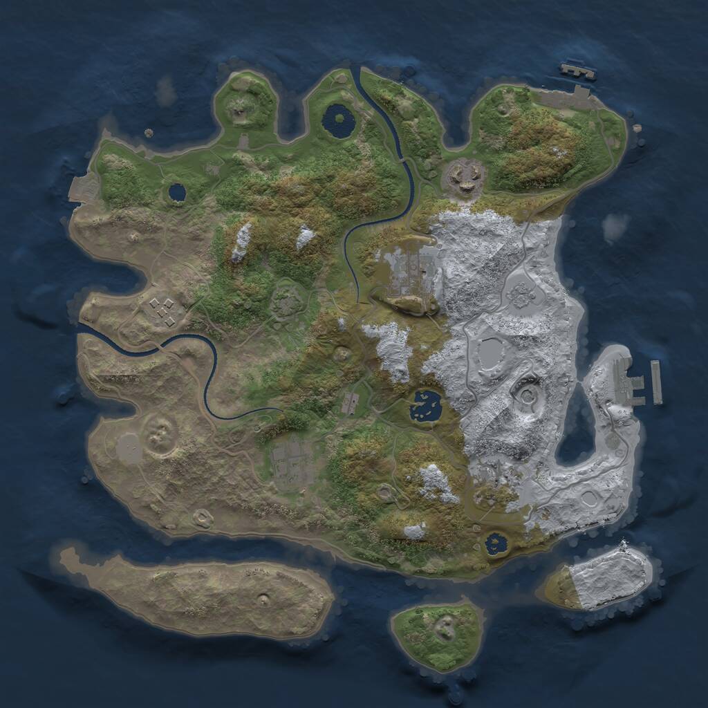 Rust Map: Procedural Map, Size: 3250, Seed: 1889958992, 12 Monuments