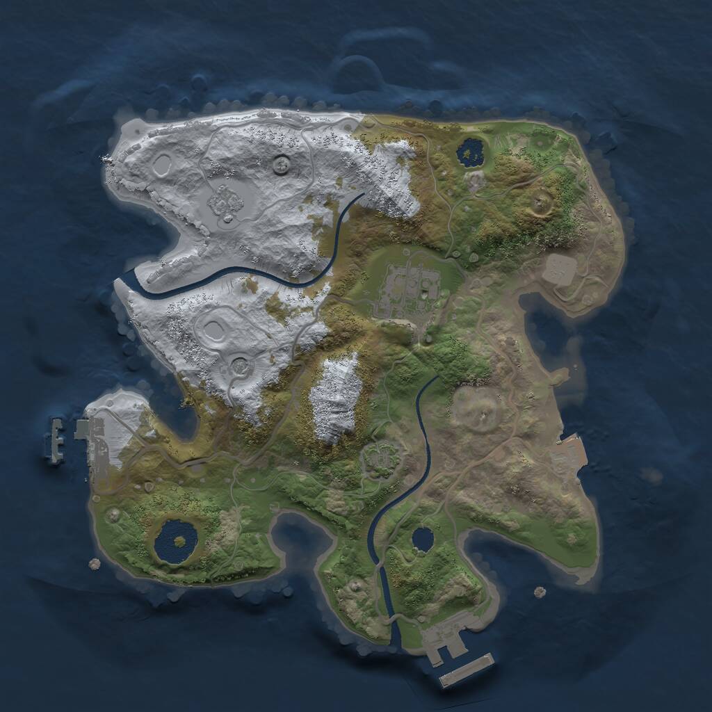 Rust Map: Procedural Map, Size: 2500, Seed: 1705210614, 7 Monuments