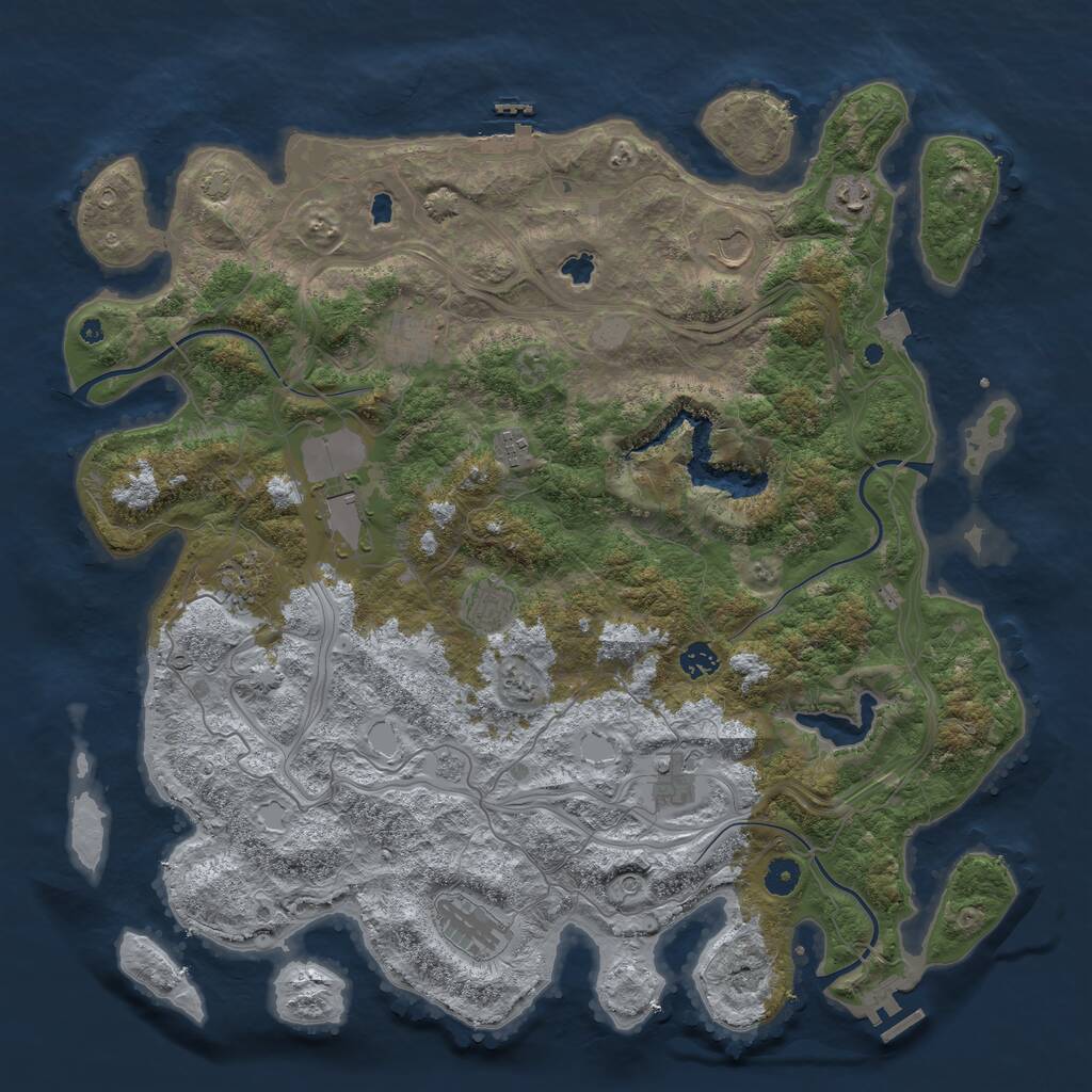 Rust Map: Procedural Map, Size: 4500, Seed: 403585058, 16 Monuments