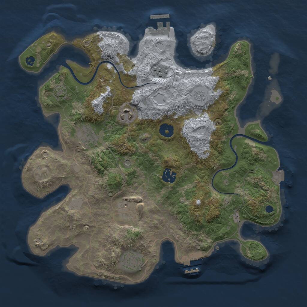 Rust Map: Procedural Map, Size: 3250, Seed: 757262282, 12 Monuments