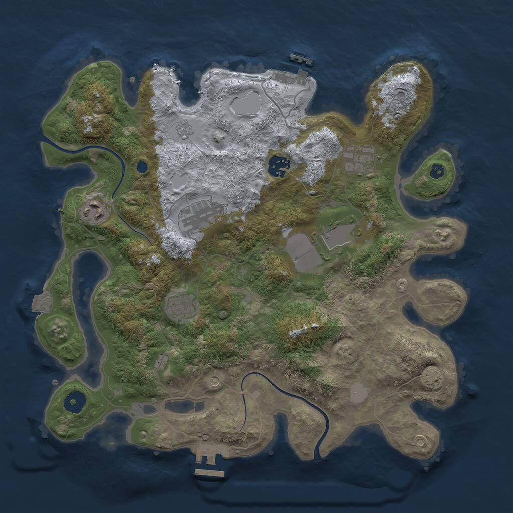 Rust Map: Procedural Map, Size: 3500, Seed: 212823054, 12 Monuments