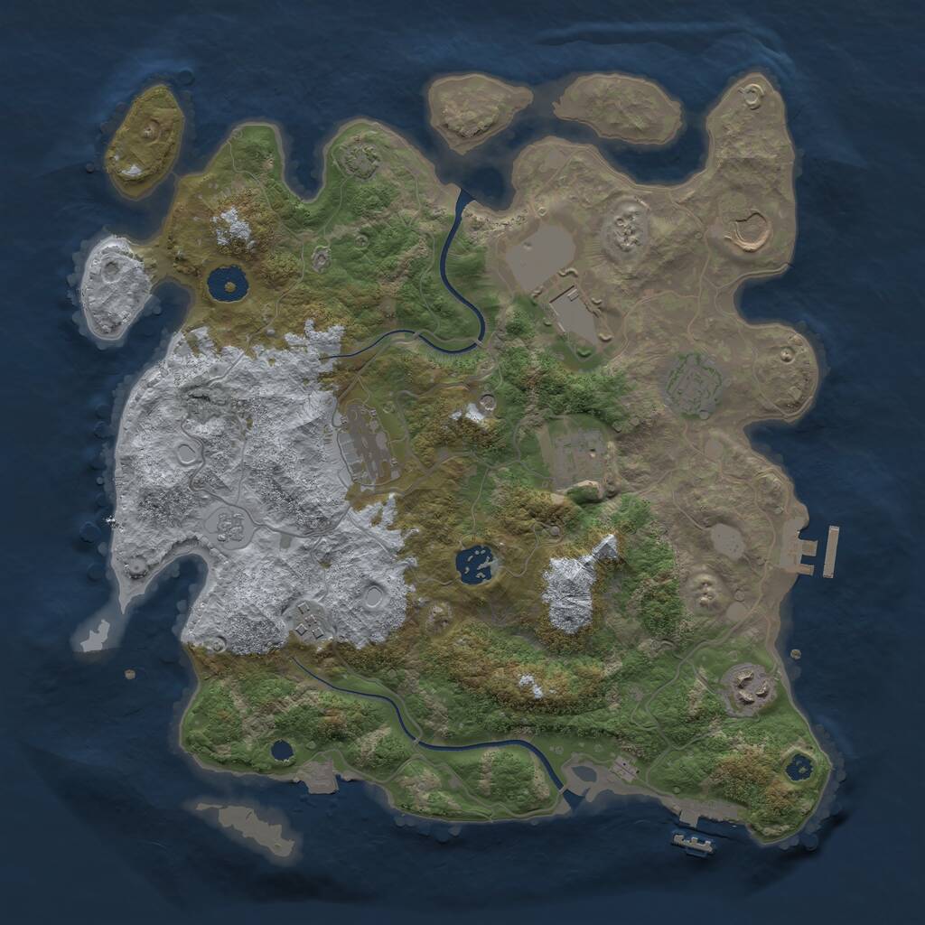 Rust Map: Procedural Map, Size: 3600, Seed: 912143284, 14 Monuments