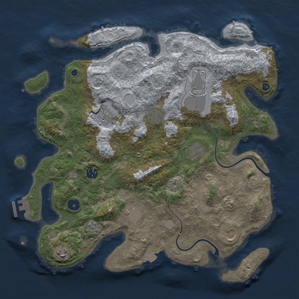 Rust Map: Procedural Map, Size: 3850, Seed: 2085293056, 14 Monuments