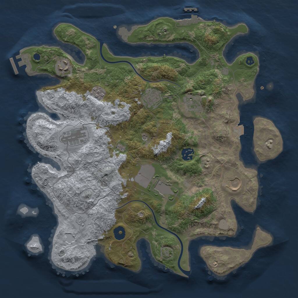 Rust Map: Procedural Map, Size: 3500, Seed: 2124479788, 14 Monuments