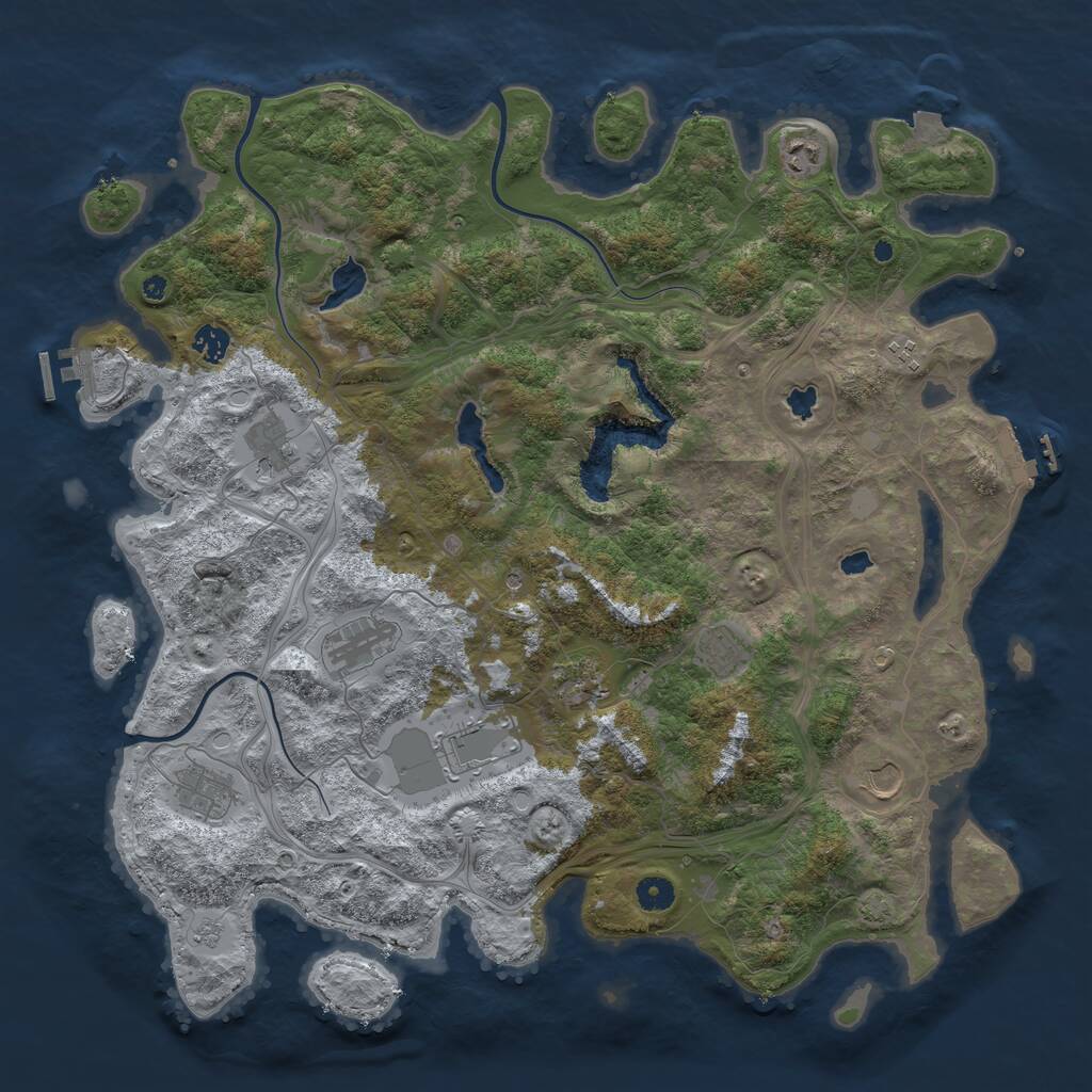 Rust Map: Procedural Map, Size: 4500, Seed: 67893413, 16 Monuments