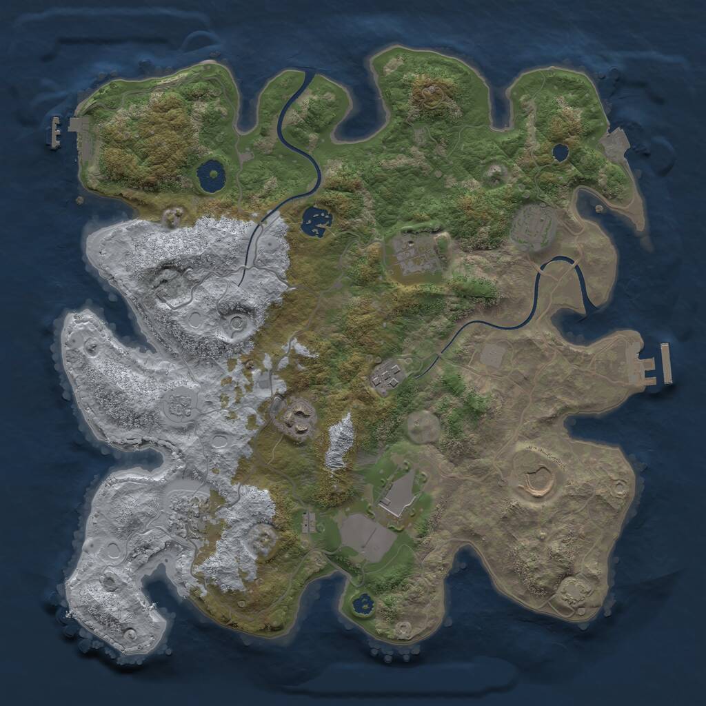 Rust Map: Procedural Map, Size: 3500, Seed: 1870931967, 14 Monuments