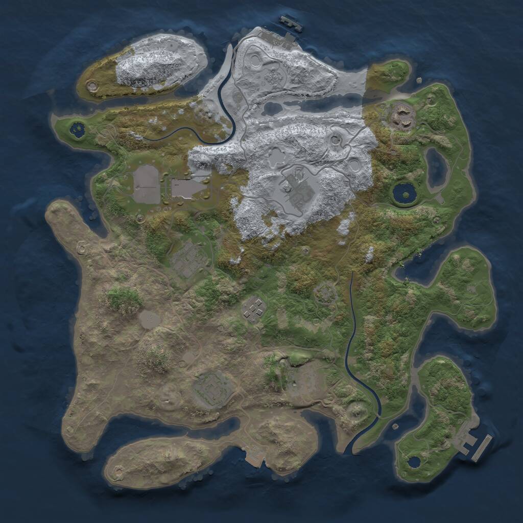 Rust Map: Procedural Map, Size: 3500, Seed: 94126759, 13 Monuments