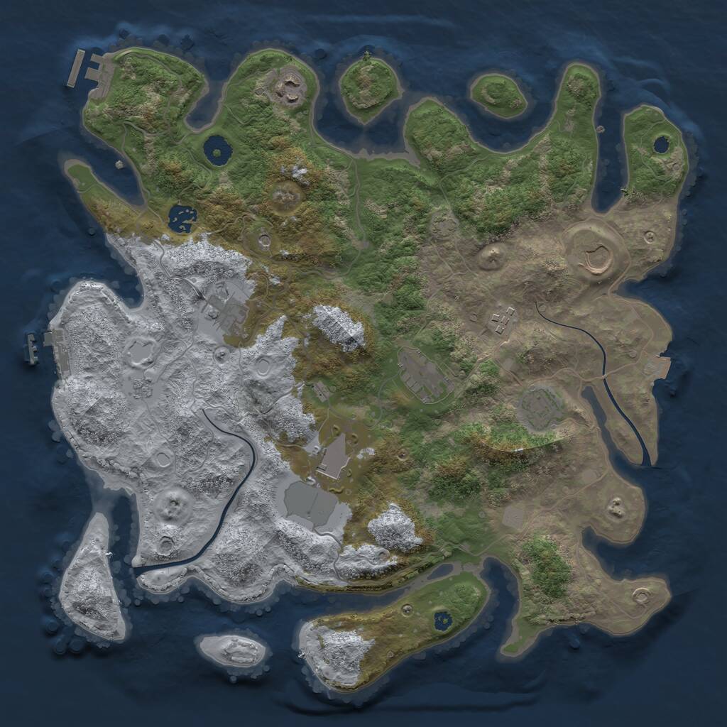 Rust Map: Procedural Map, Size: 3800, Seed: 344429520, 14 Monuments