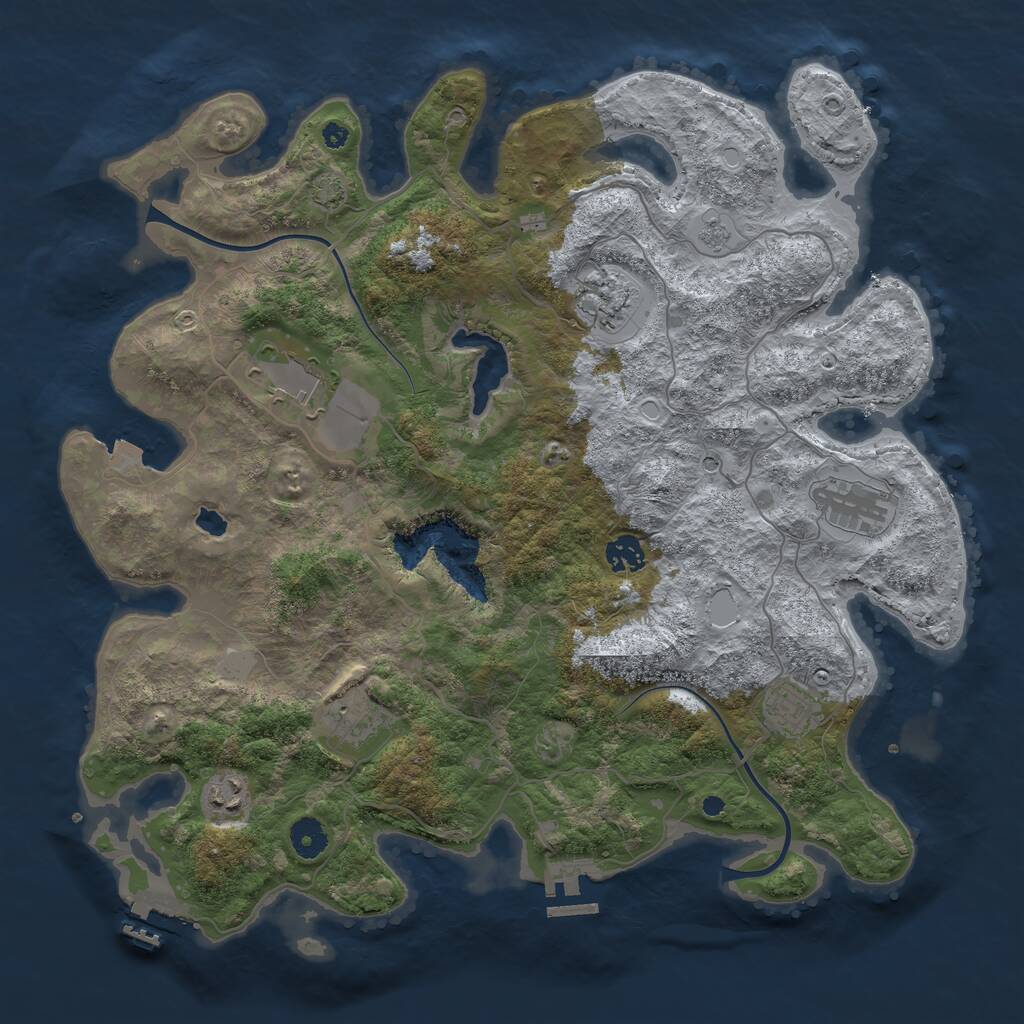 Rust Map: Procedural Map, Size: 4000, Seed: 1236454996, 13 Monuments