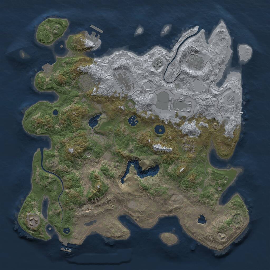 Rust Map: Procedural Map, Size: 4000, Seed: 393683778, 14 Monuments