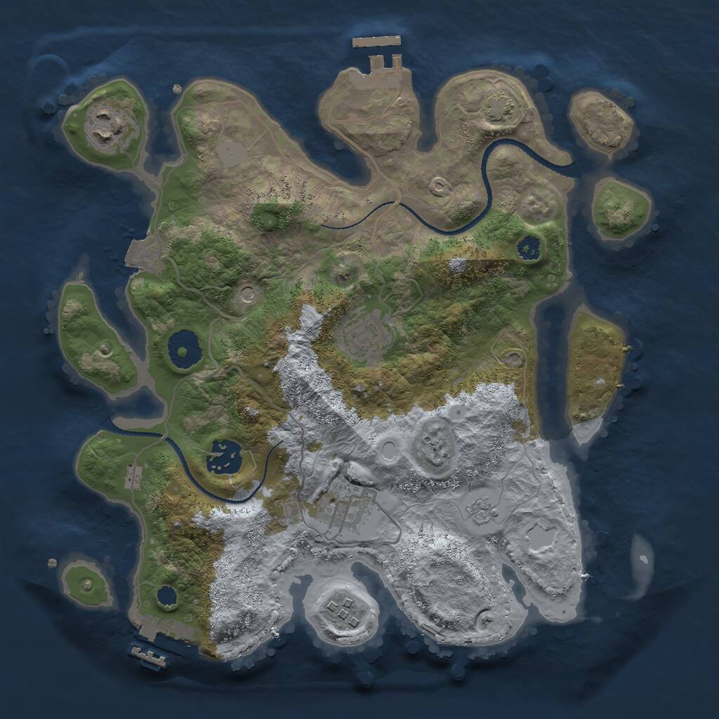 Rust Map: Procedural Map, Size: 3000, Seed: 265179530, 11 Monuments