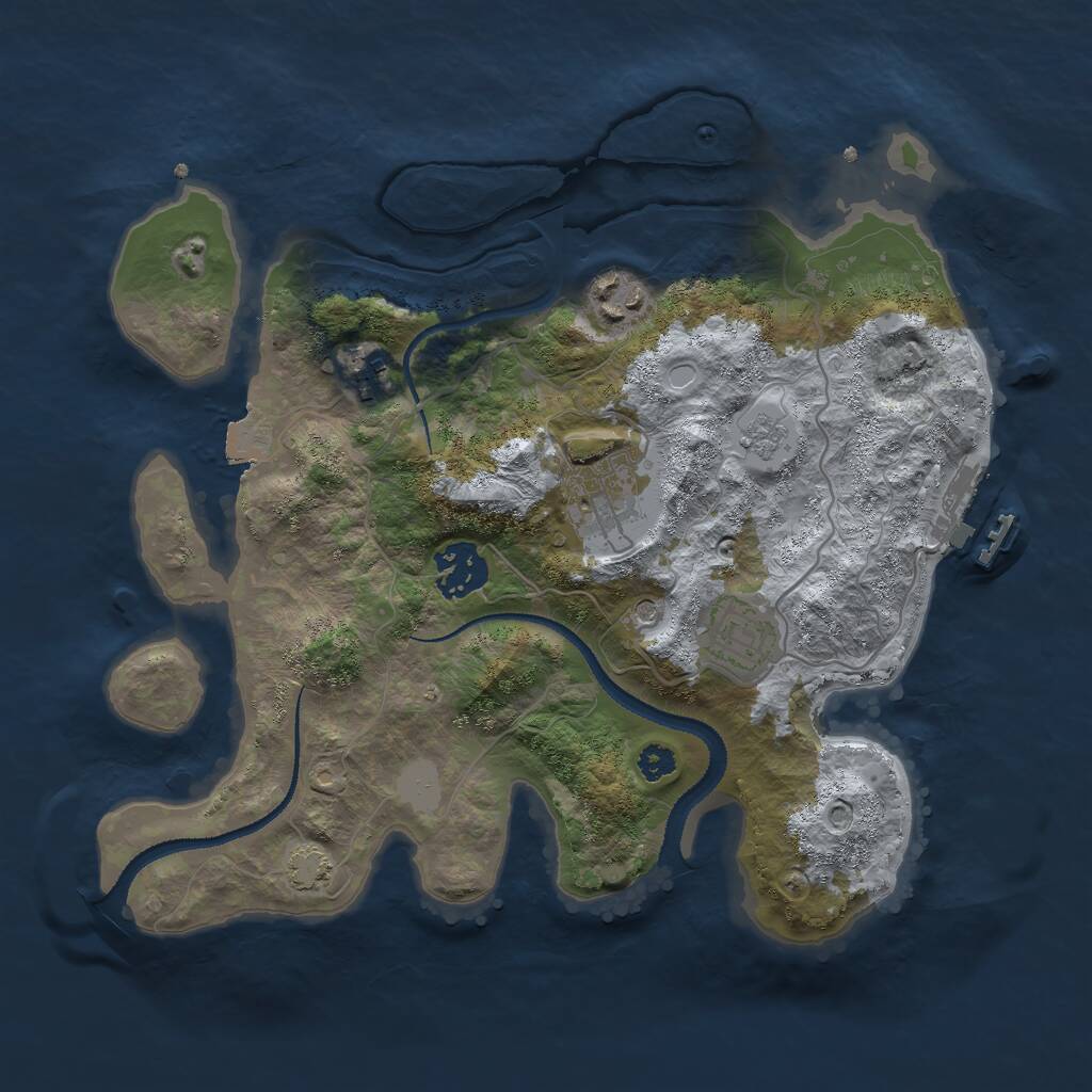 Rust Map: Procedural Map, Size: 3000, Seed: 24953, 10 Monuments