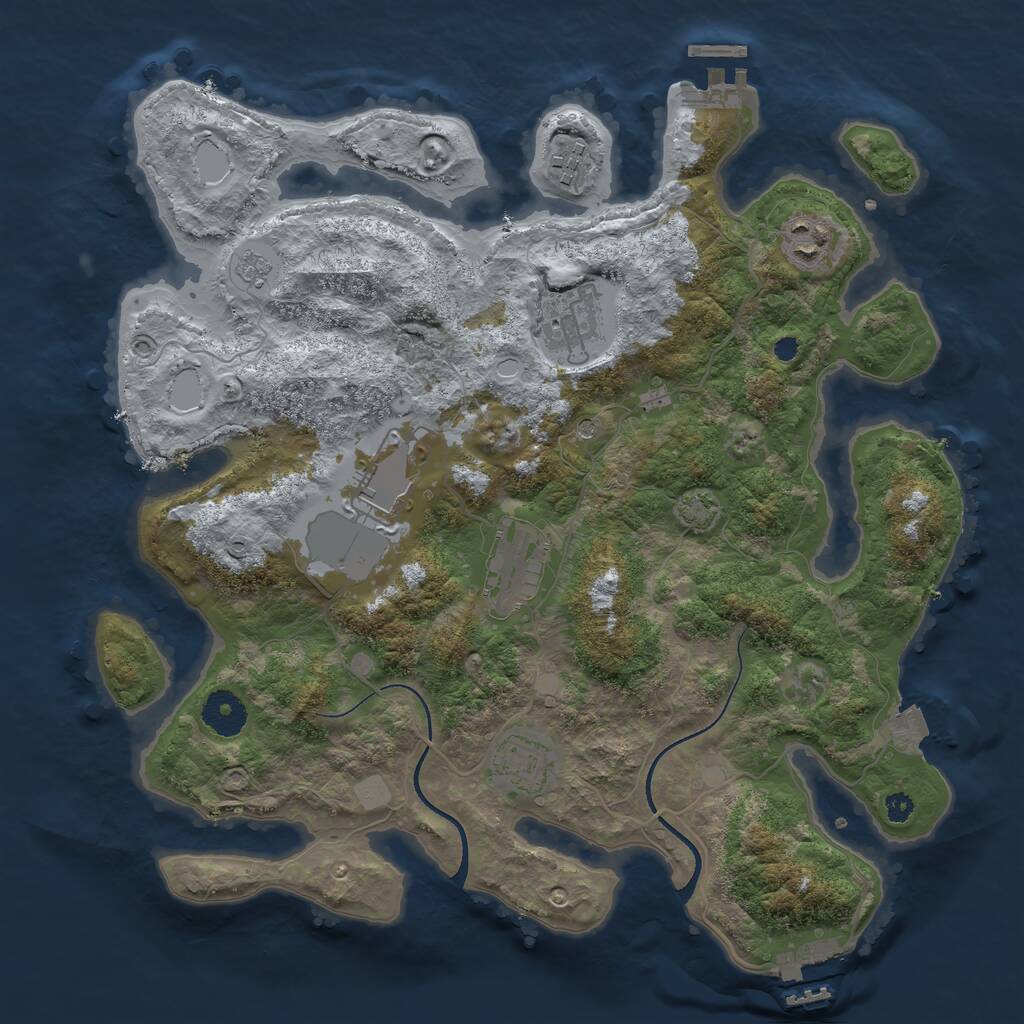 Rust Map: Procedural Map, Size: 3500, Seed: 21013018, 12 Monuments