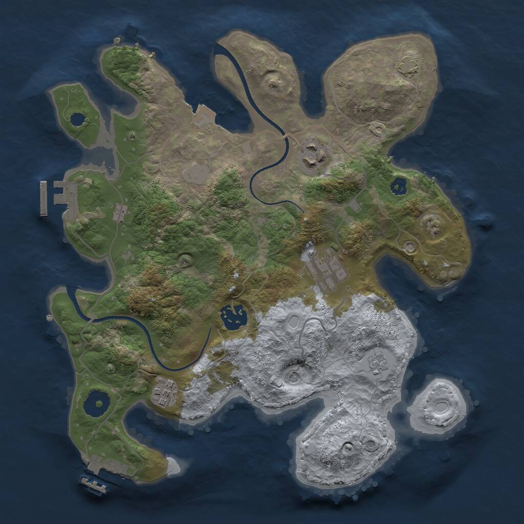 Rust Map: Procedural Map, Size: 3000, Seed: 2076596925, 10 Monuments