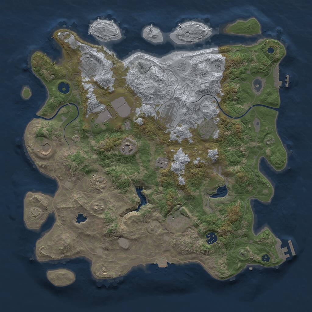 Rust Map: Procedural Map, Size: 4000, Seed: 1684871, 16 Monuments