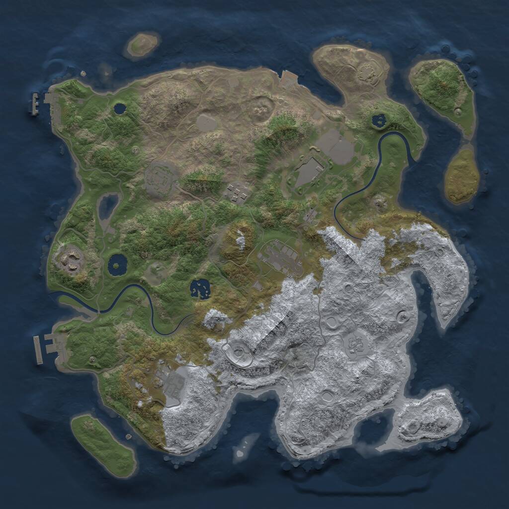 Rust Map: Procedural Map, Size: 3600, Seed: 4042025, 13 Monuments