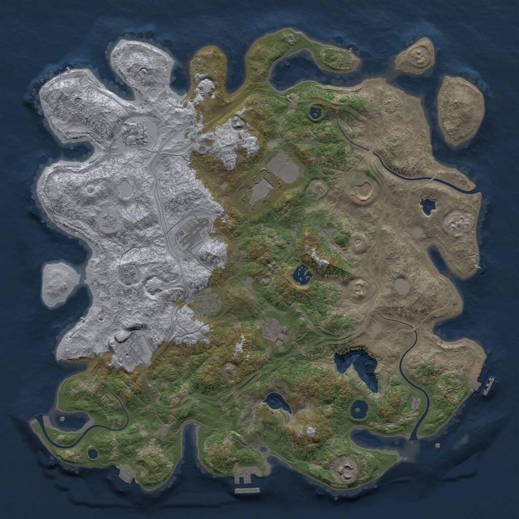 Rust Map: Procedural Map, Size: 4250, Seed: 932187460, 16 Monuments