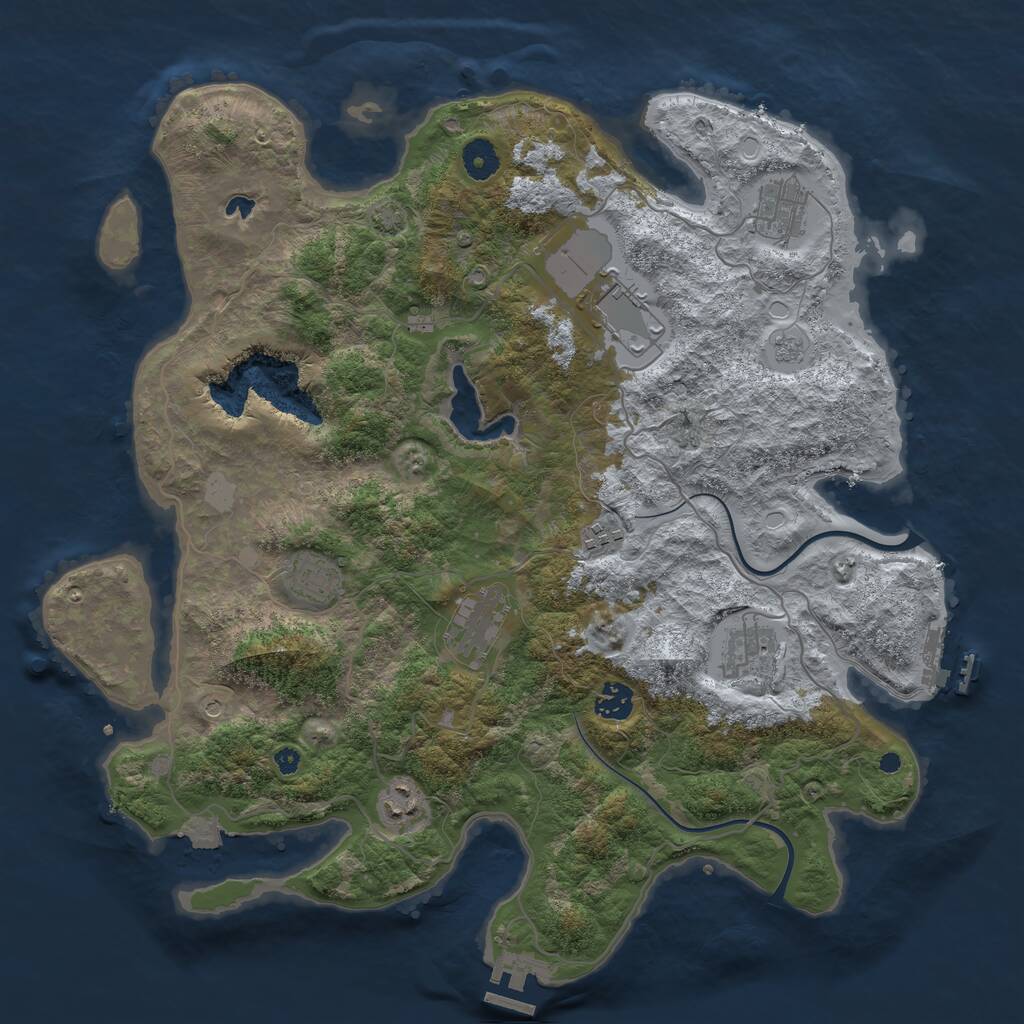 Rust Map: Procedural Map, Size: 4000, Seed: 301819620, 14 Monuments