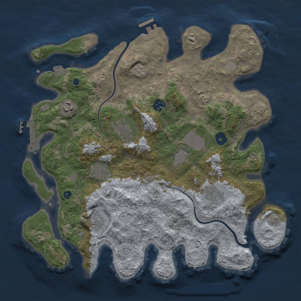 Rust Map: Procedural Map, Size: 3750, Seed: 1915246522, 14 Monuments