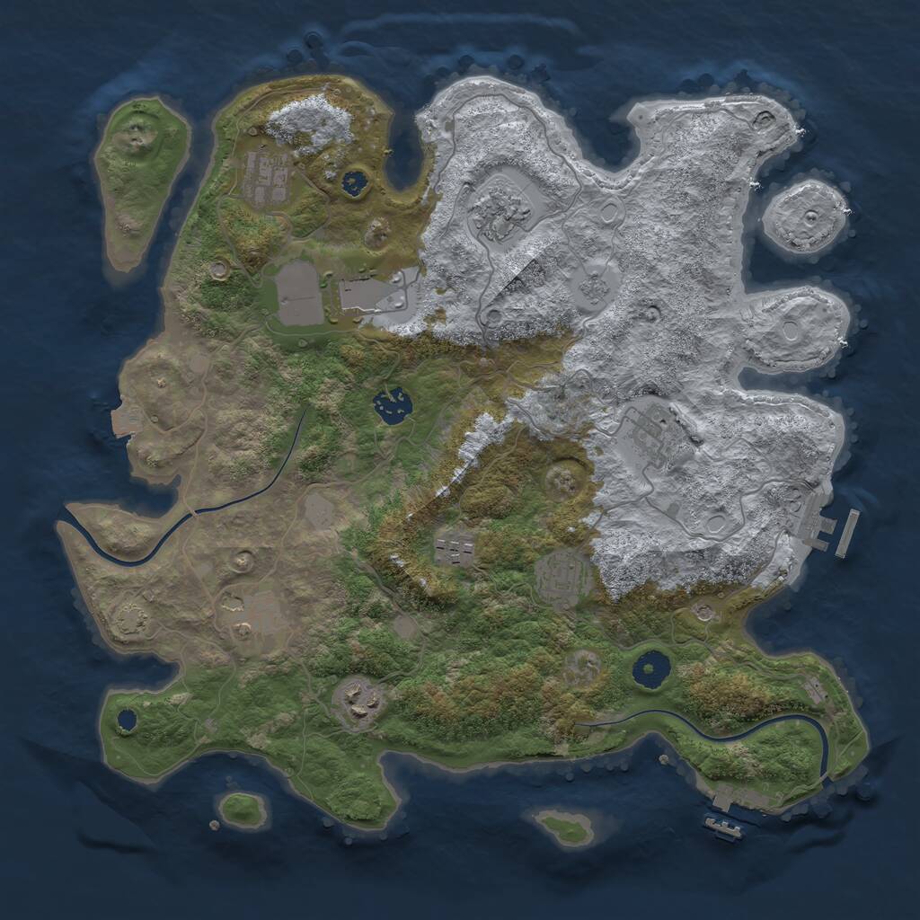 Rust Map: Procedural Map, Size: 3750, Seed: 2126943736, 15 Monuments