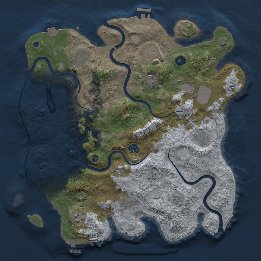 Rust Map: Procedural Map, Size: 3800, Seed: 1774183025, 15 Monuments