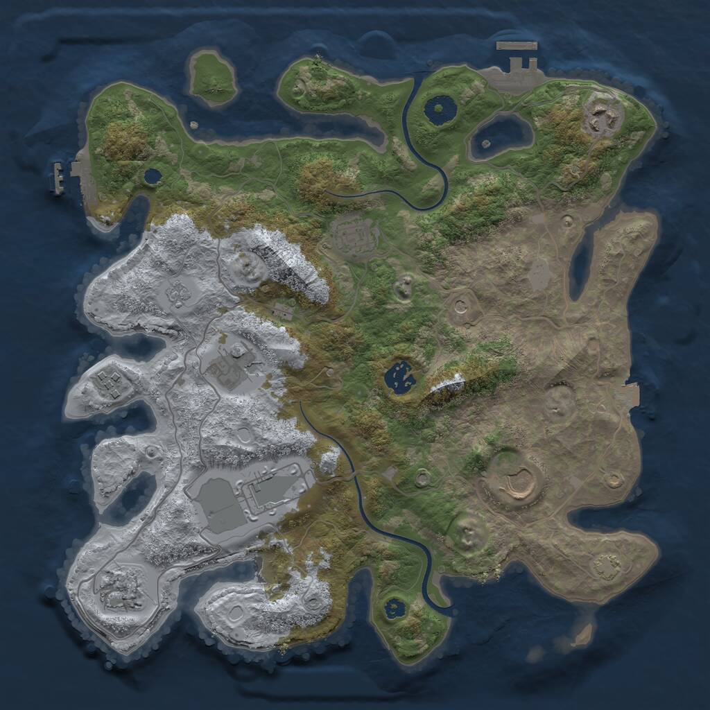 Rust Map: Procedural Map, Size: 3500, Seed: 116010989, 14 Monuments
