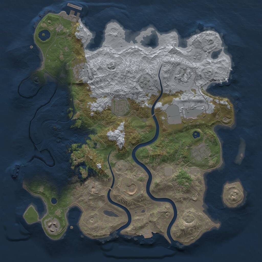 Rust Map: Procedural Map, Size: 3500, Seed: 642314942, 14 Monuments