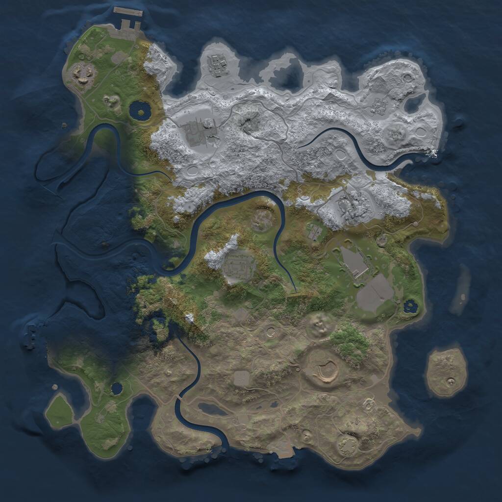 Rust Map: Procedural Map, Size: 3500, Seed: 642314942, 13 Monuments