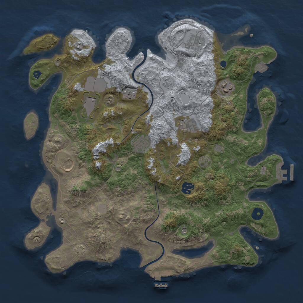 Rust Map: Procedural Map, Size: 3750, Seed: 1838943983, 14 Monuments