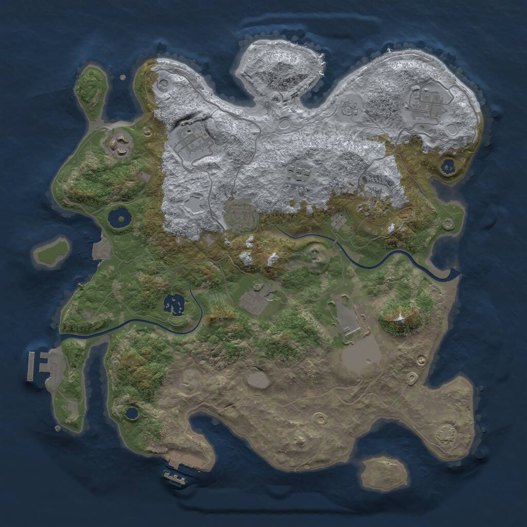 Rust Map: Procedural Map, Size: 3600, Seed: 216206276, 15 Monuments