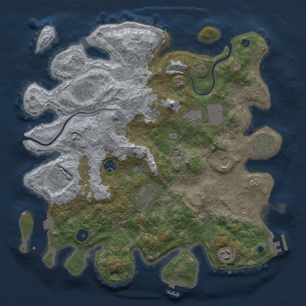 Rust Map: Procedural Map, Size: 3800, Seed: 29312271, 16 Monuments