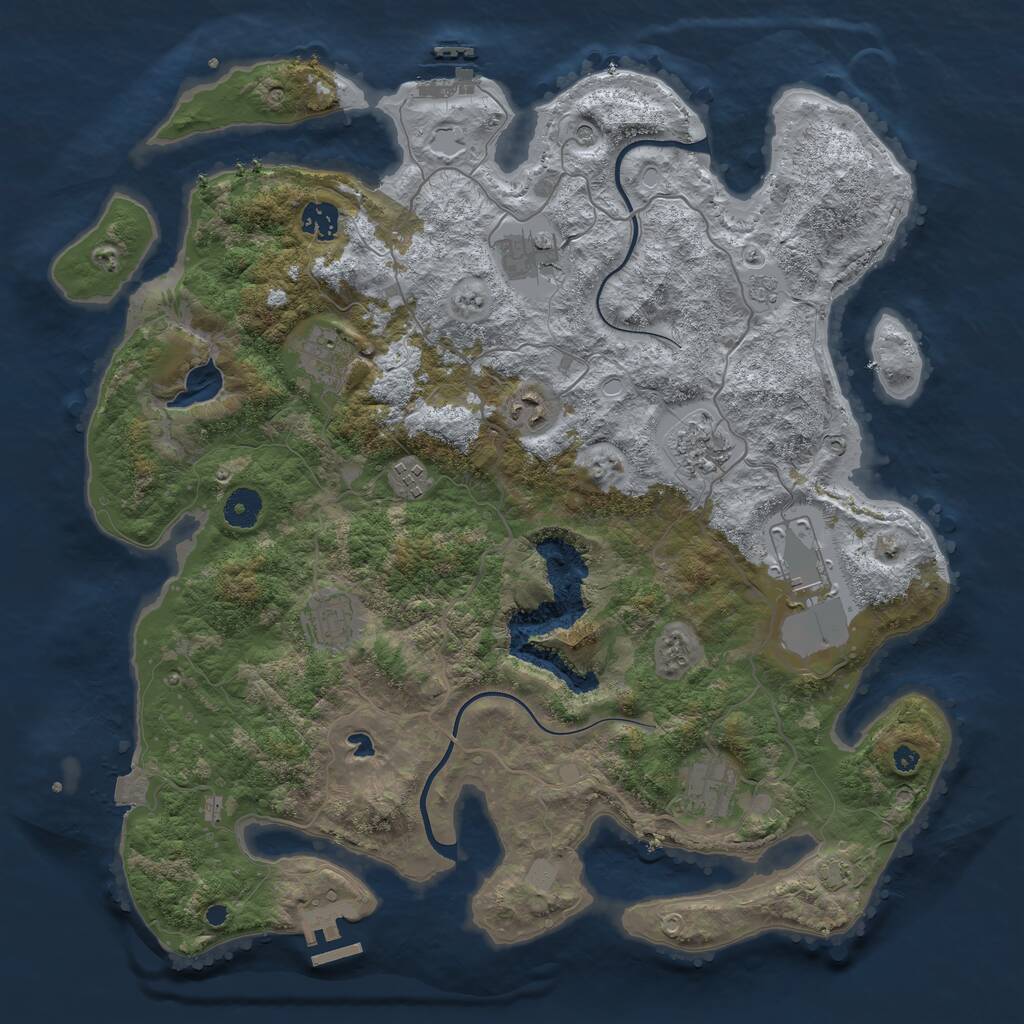 Rust Map: Procedural Map, Size: 4000, Seed: 887880810, 15 Monuments
