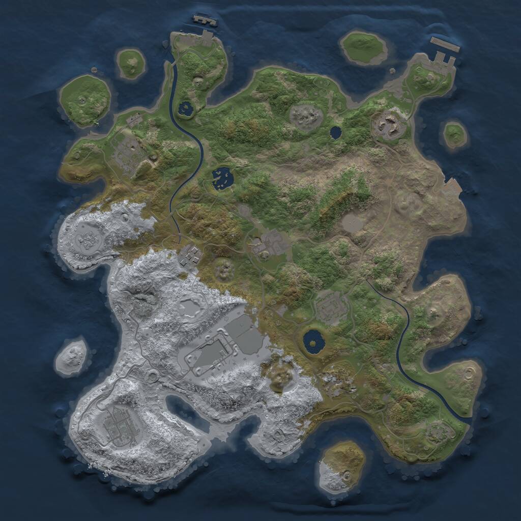Rust Map: Procedural Map, Size: 3500, Seed: 1981141418, 14 Monuments
