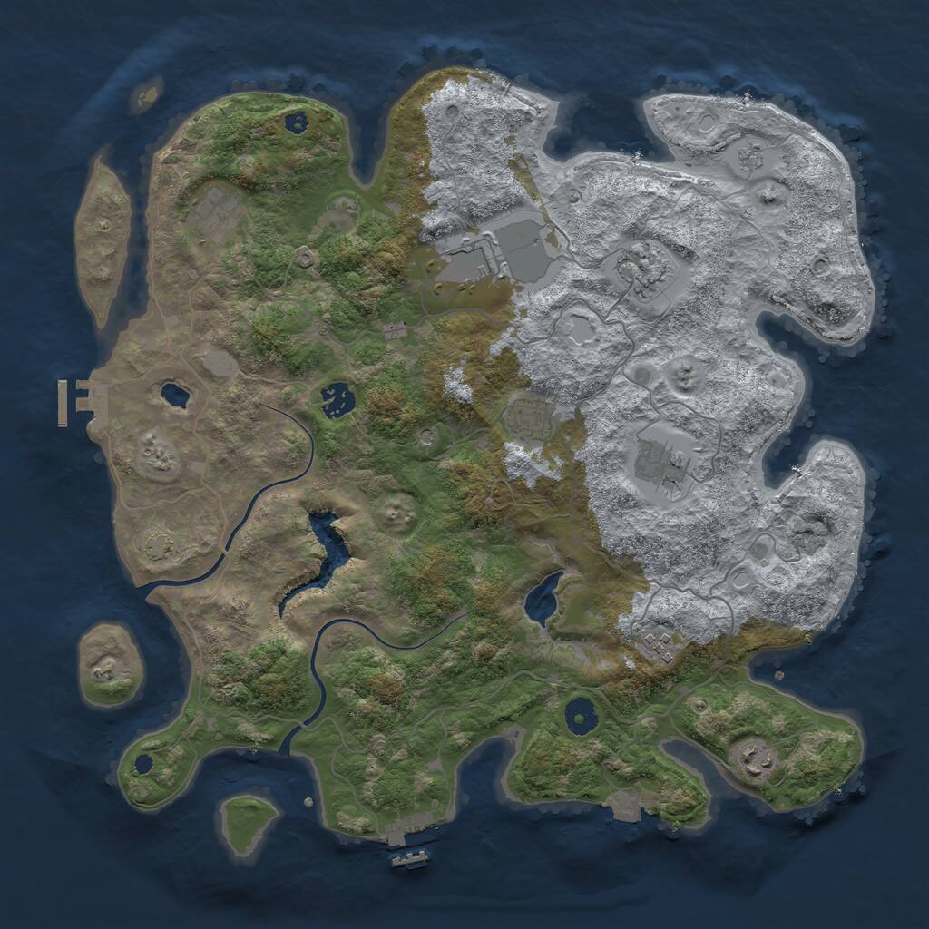 Rust Map: Procedural Map, Size: 4000, Seed: 590452330, 14 Monuments