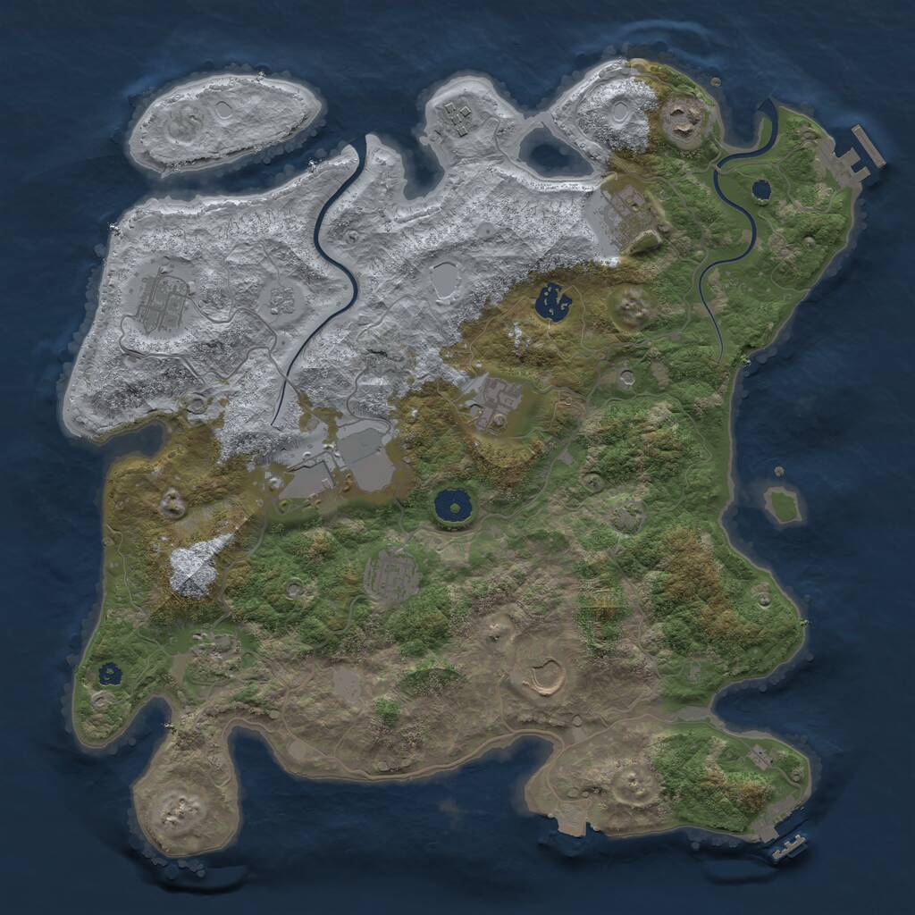 Rust Map: Procedural Map, Size: 3850, Seed: 1844135771, 16 Monuments