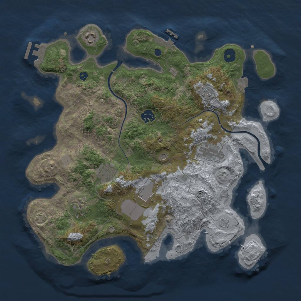 Rust Map: Procedural Map, Size: 3500, Seed: 286206887, 13 Monuments
