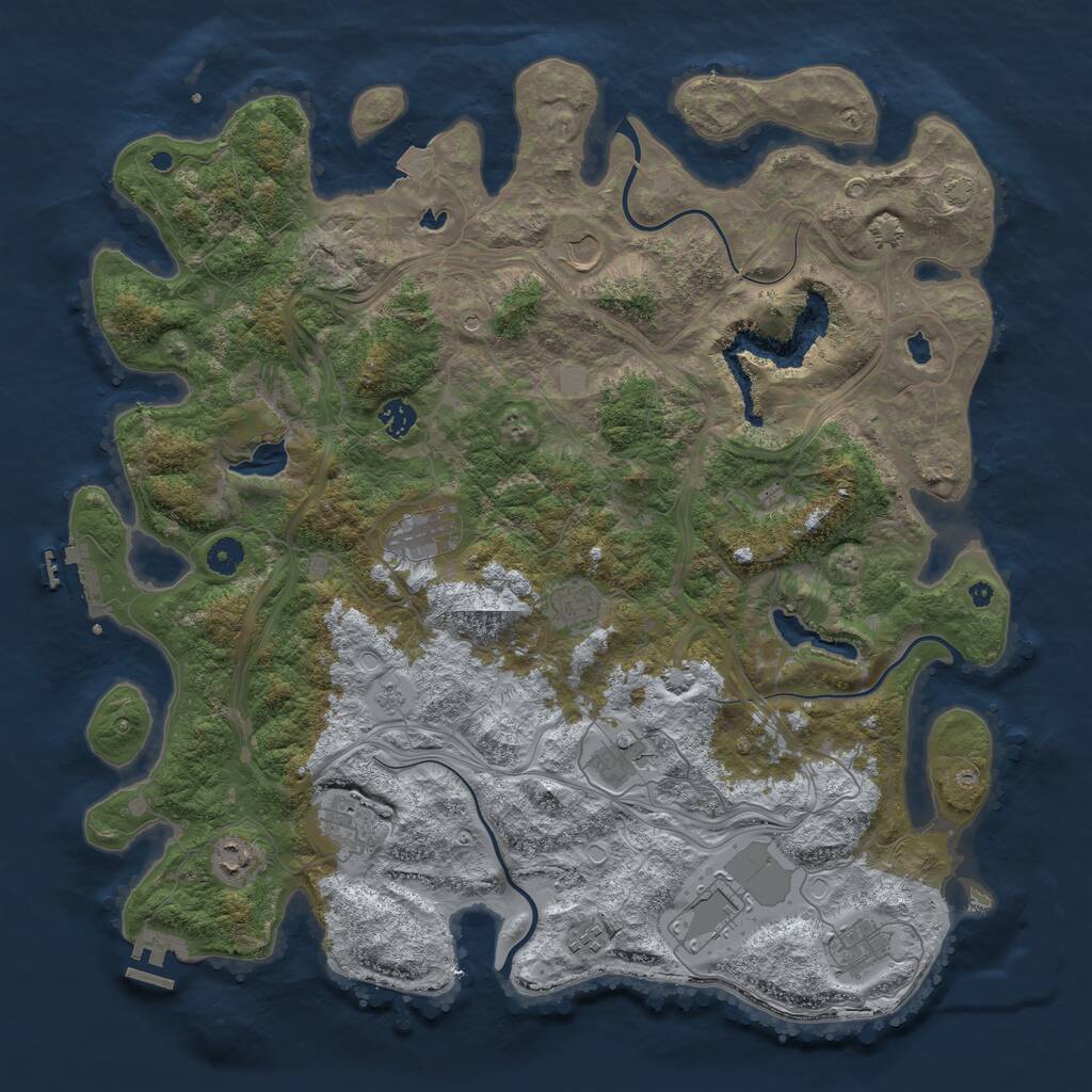 Rust Map: Procedural Map, Size: 4500, Seed: 2130153947, 16 Monuments