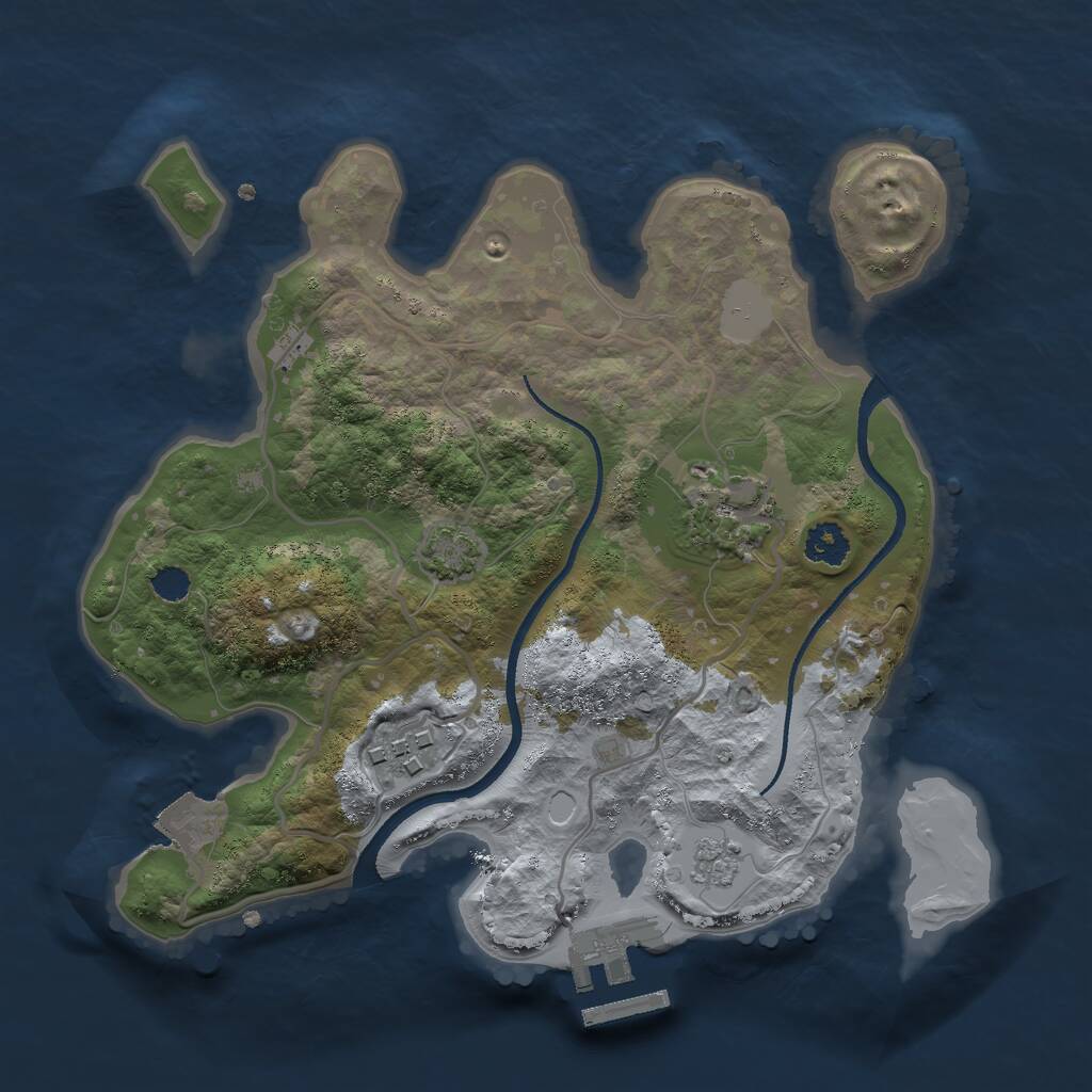 Rust Map: Procedural Map, Size: 2500, Seed: 21042042, 6 Monuments