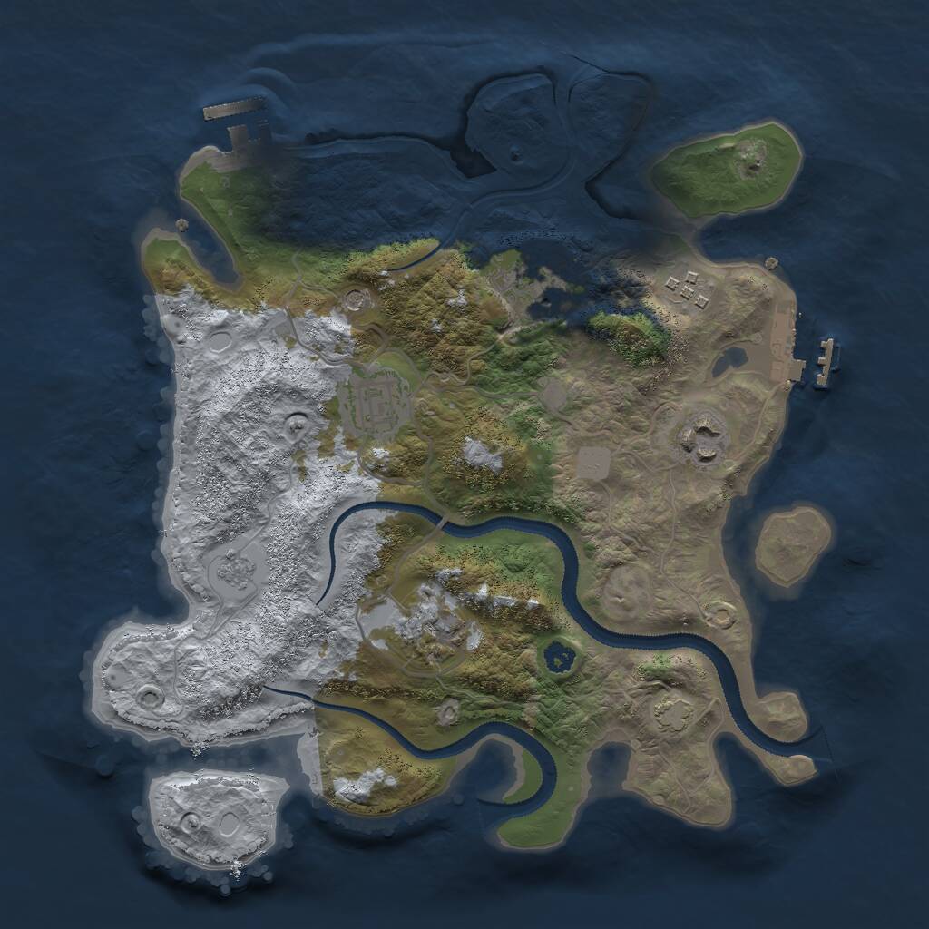 Rust Map: Procedural Map, Size: 3000, Seed: 2075991820, 11 Monuments