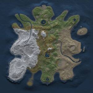 Thumbnail Rust Map: Procedural Map, Size: 3000, Seed: 1869026727, 9 Monuments
