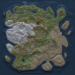 Thumbnail Rust Map: Procedural Map, Size: 3750, Seed: 1912482863, 16 Monuments