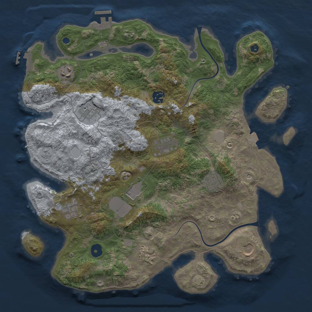 Rust Map: Procedural Map, Size: 3750, Seed: 1912482863, 16 Monuments