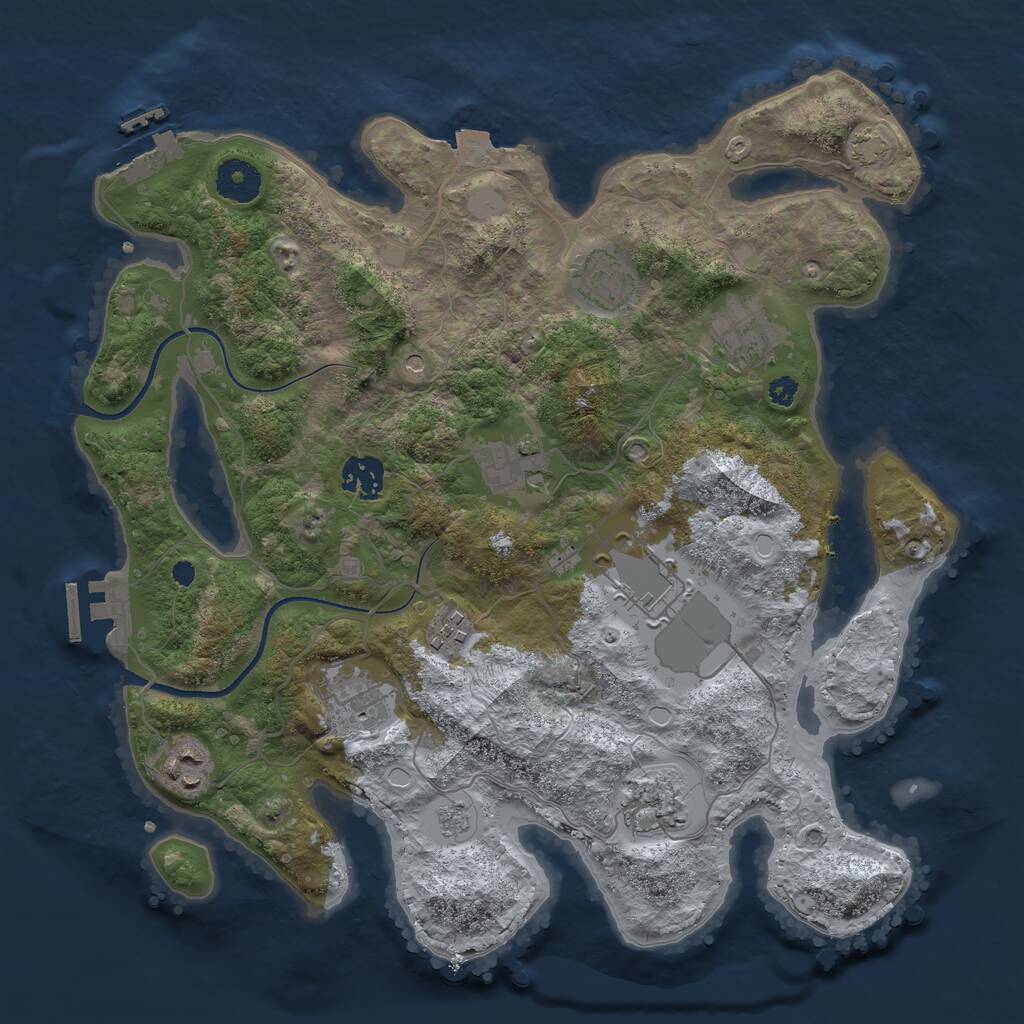 Rust Map: Procedural Map, Size: 3500, Seed: 618331123, 15 Monuments