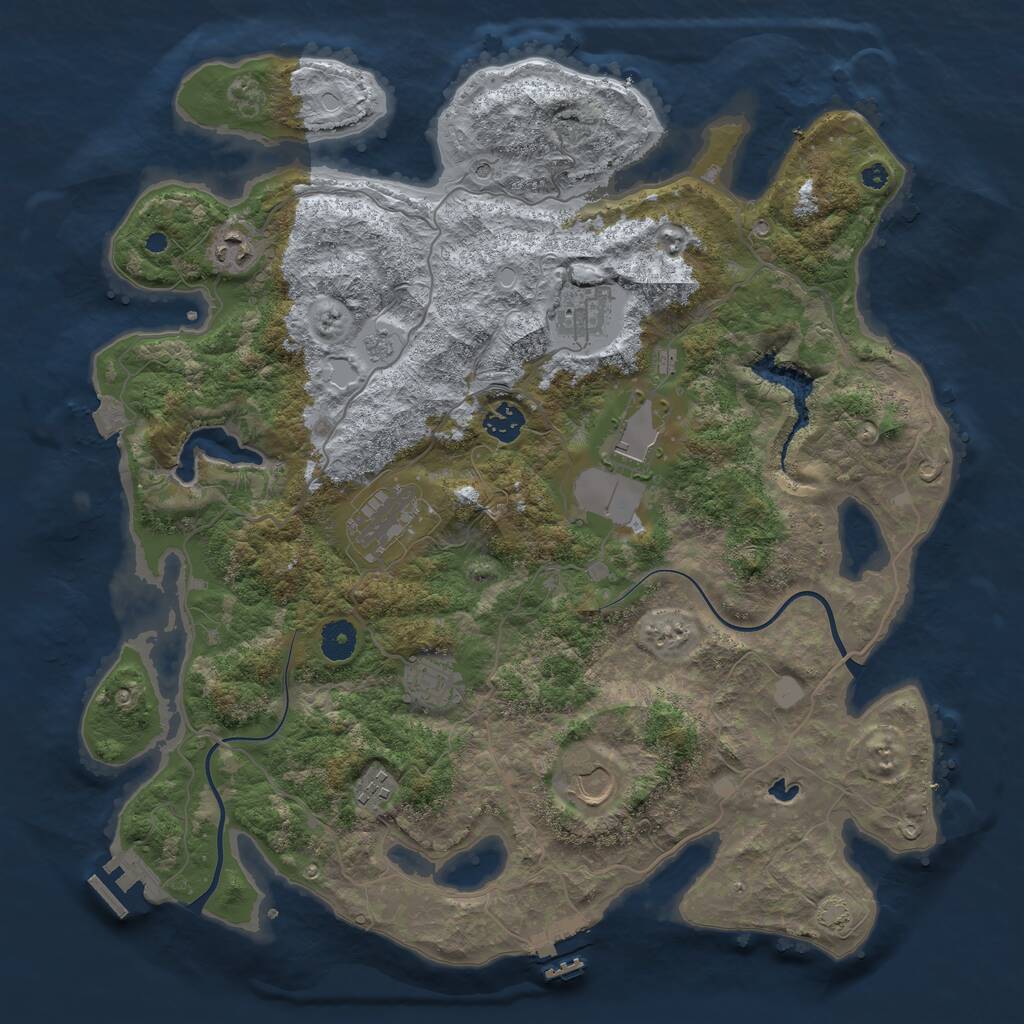 Rust Map: Procedural Map, Size: 4000, Seed: 2305, 14 Monuments