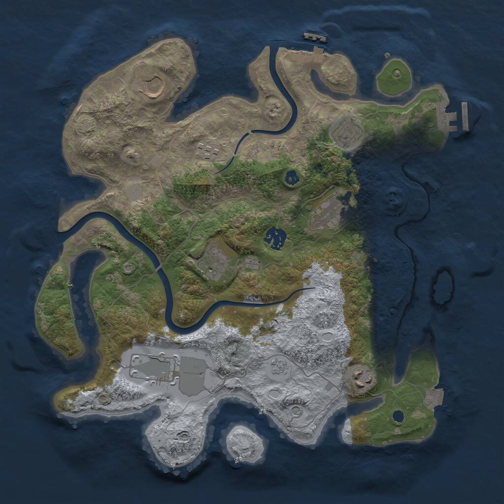 Rust Map: Procedural Map, Size: 3500, Seed: 58108689, 14 Monuments