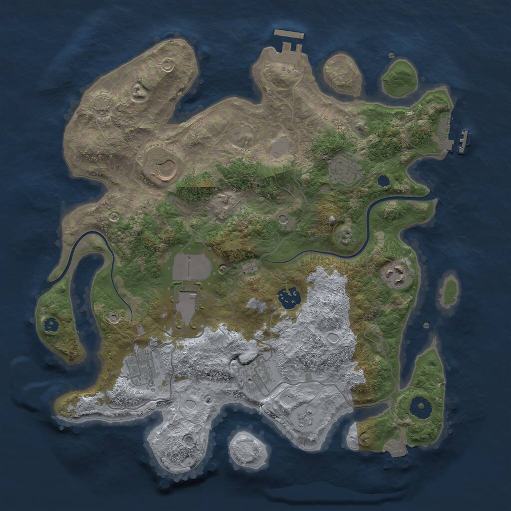 Rust Map: Procedural Map, Size: 3500, Seed: 58108689, 13 Monuments