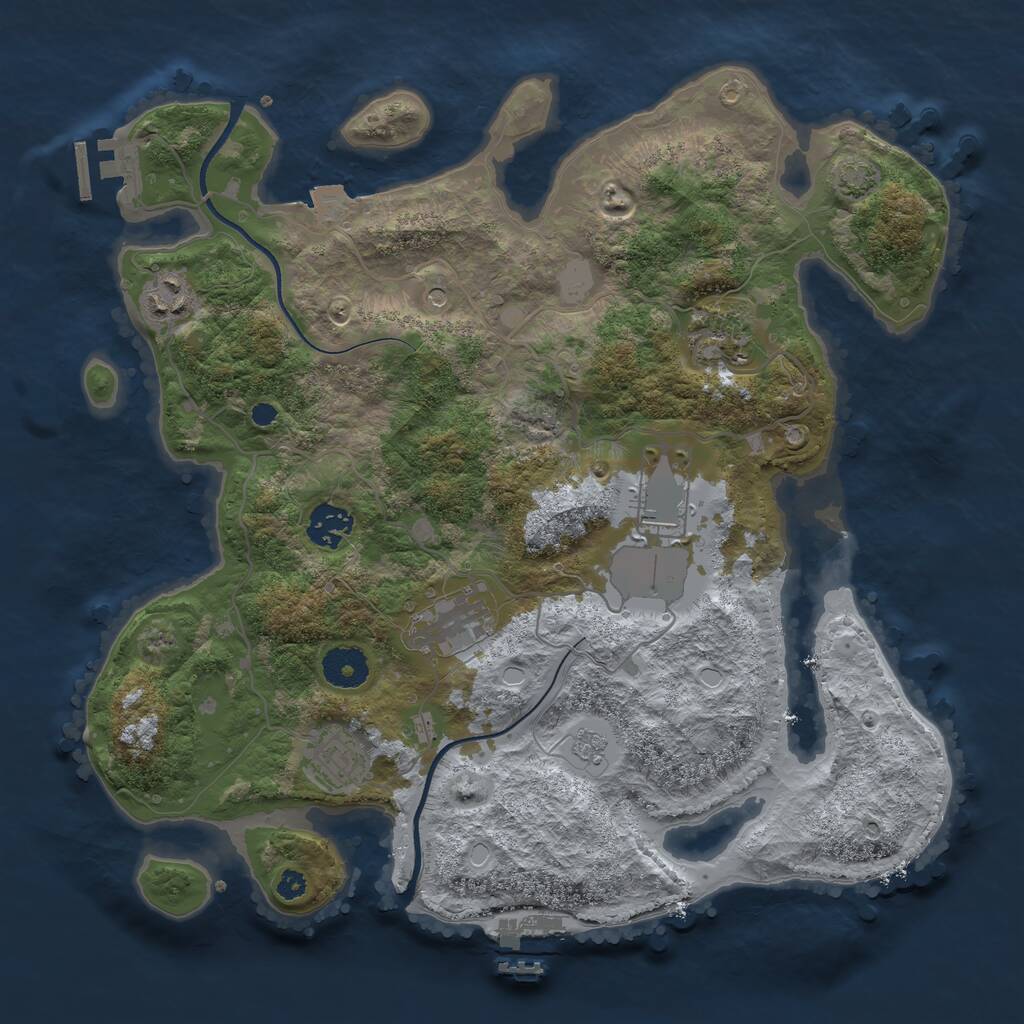 Rust Map: Procedural Map, Size: 3500, Seed: 45673925, 12 Monuments