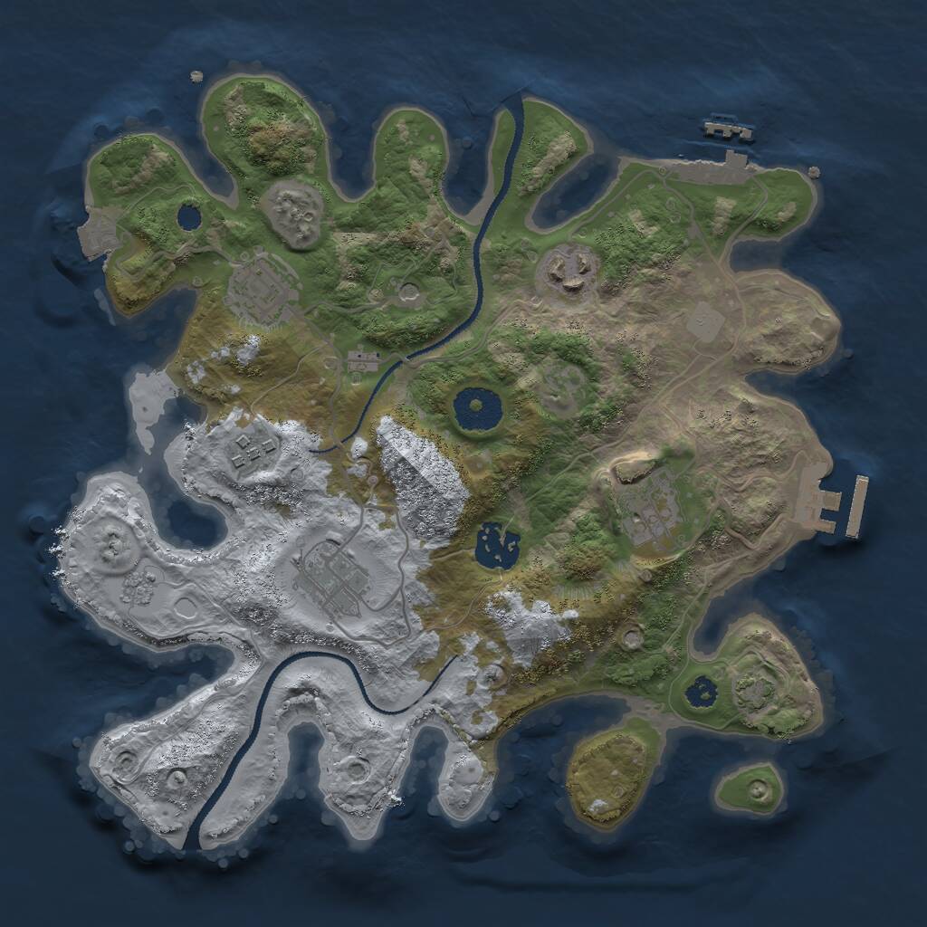 Rust Map: Procedural Map, Size: 3000, Seed: 1885443615, 12 Monuments