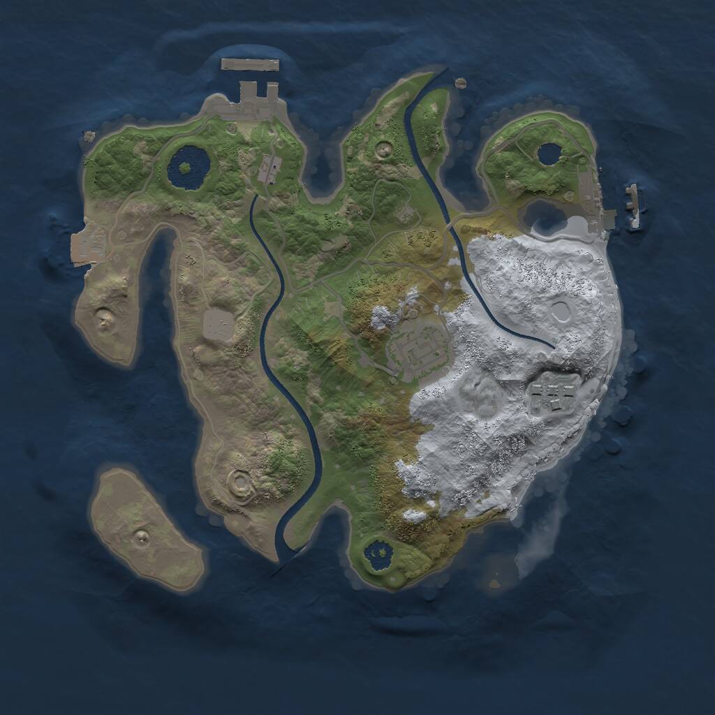 Rust Map: Procedural Map, Size: 2500, Seed: 2099812580, 5 Monuments